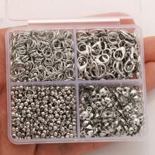 350pcs/Box DIY Jewelry Findings Kit, Includes: 50pcs Lobster Clasps, 100pcs Open Jump Rings, 100pcs Crimp Beads, 100pcs Double Cones, Sturdy & Easy To Operate, Jewelry Connectors, Charms, Pendants, Beading Supplies For DIY Crafting, Necklace, Bracelet Making