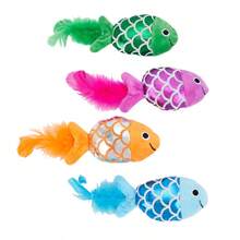 1pc Ocean Fish & Octopus Shape Cat Doll With Catnip, Plush Feather Interactive Doll For Cats To Play And Relieve Boredom - Multicolor - View 6