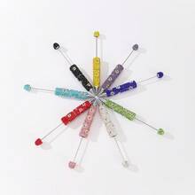 5pcs Luxury Flash Artificial Diamond Heavy Industry Gemstone Beaded Ballpoint Pen Diy Material Package Diy Pen Silicone Beads Focus Beads Jewelry Accessories Toys Stationery Creative Crafts - Multicolor - View 8