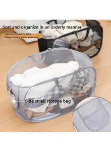 Foldable Multi-Layer Dirty Laundry Basket, Thickened Divided Hamper Storage Basket For Bedroom, Home Use - Multicolor - View 3