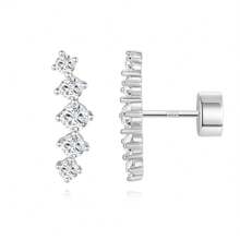 1 par de pendientes de zirconia cúbica color plateado clásico, pendientes de hélix de cartílago de cobre hipoalergénicos, adecuados para bodas, fiestas y uso diario de mujeres