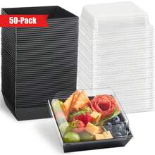 25/50pcs Square Charcuterie Boxes With Clear Lids - Disposable Food Containers For Swiss Rolls, Sandwiches, Strawberries, Slice Cake, Cookies - Paper And PET Bakery Boxes - Multicolor - View 4