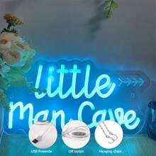 1 pièce Petite Enseigne au Néon pour Antre d'Homme - Lumière murale bleue glacée alimentée par USB avec contrôle d'interrupteur, décoration murale en plastique pour la maison, les anniversaires et les scènes des fêtes (sans batterie requise), Décoration murale en néon LED, Éclairage de fête