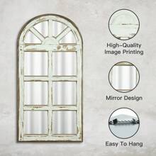 Putuo Decor 2pcs Home Acrylic Mirrors Farmhouse Style Wooden Painting Decoration, 2D Flat Wall Art Decor Wall Mirror Acrylic Mirror For Home Living Room Bedroom Office Studio Coffee Shop Restaurant, Gift