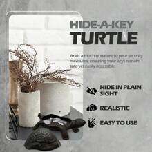 1 pièce Dispositif de dissimulation de clés en fonte de tortue - Porte-clés caché pour l'extérieur, statue de jardin décorative, point de dissimulation secret pour les clés de rechange, solution de dissimulation compacte, parfait pour les maisons, les cours et les terrasses