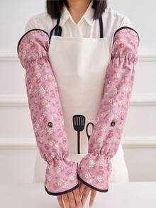 1 Pair Unisex Ditsy Floral Turnover Sleeve Cover, Fashion New Style Waterproof Oil Proof Arm Sleeve Protectors For Cooking, Housework