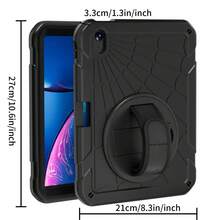 适用于 iPad 10/9/8/7/6/5 代 11 英寸/10.9 英寸/10.2 英寸/9.7 英寸/8.3 英寸/7.9 英寸的保护套，iPad 10 代 10.9 英寸平板电脑保护套，带笔槽、360° 旋转手带和支架，兼容 iPad Mini 6、Mini 7、8.3 英寸、iPad Pro 11 英寸、iPad Air 2/Pro/5/6、9.7 英寸、iPad 7/8/9 代 10.2 英寸、iPad (A16) 11 英寸 11 代 (2025)、iPad 11(A16 2025)（红+蓝） - 黑色 - 查看 3