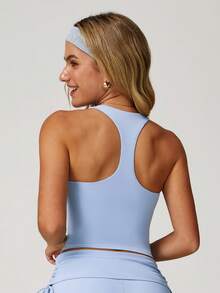 MASKERT Women's Sports Vest, Yoga Vest, Sports Vest, Camisole Vest, High Elasticity Sports Vest, Home Commuting Vest, Skin Friendly And Comfortable - 霧霾藍 - 查看 2