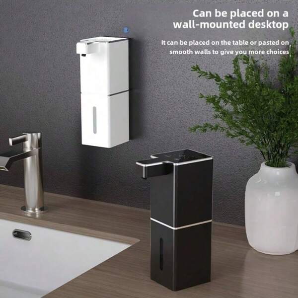 Nouveau distributeur de savon carré, design innovant avec fenêtre de visualisation, offre des options de liquide et de mousse, montage mural ou sur plan de travail, chargement USB de type C unifié, 4 niveaux de réglage du débit de liquide, convient pour le bureau, l'hôtel, la maison, l'école et autres scénarios. Distributeur de mousse de savon automatique, distributeur de désinfectant pour les mains automatique