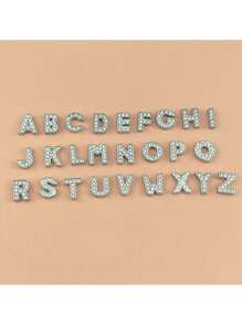26Pcs 8Mm English Letter Rhinestone Alloy Nail Art Decorations, Diy Jewelry Accessories, Suitable For Perforated Shoes, Phone Cases, Bracelets, Phone Straps, License Plate Keychains, Jewelry Findings Nail Supplies Nails Nail Charms Nail Gems
