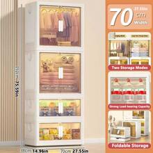 5/4/3/2/1 Layer Kids Wardrobe Closet, Foldable Storage Cabinet, Large Capacity, Multifunctional Nursery Clothes Organizer For Living Room & Bedroom