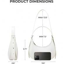 Bolso de hombro CHOLISS para mujer, de piel vegana con protección RFID, estilo media luna, tipo bolso de mano y bandolera, bolso de viaje con asa superior - Blanco - Ver 5