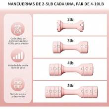 Mancuernas Ajustables, Juego de Pesas de Mano Ajustables, 2, 3, 4, 5 Libras, Múltiples Opciones de Peso, Juego de 2 Mancuernas Ajustables con Mango Antideslizantede, Entrenamiento de Fuerza - rosa - Ver 2