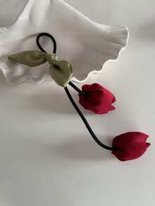 2 件套郁金香花朵发圈，可爱甜美女孩发饰马尾辫发夹，发球 - 彩色 - 查看 18