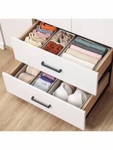 Stero 12 Pack Drawer Organizers For Clothing, Dresser Drawer Organizer Clothes, Fabric Foldable Closet Organizers And Storage Basket Bins For Clothes, Underwear, Bras, Socks (White)