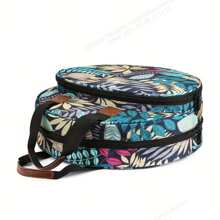1 pièce Organisateur de boîte à couture ronde en canevas pour la broderie et la croix, avec pochette zippée pour les cerceaux, les graphiques et les fils, les fournitures de couture, convenant pour les crochet de laine, pour une utilisation en sortie