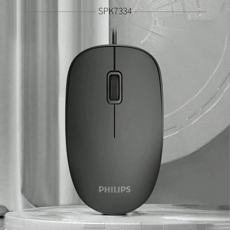 PHILIPS SPK7334 有线办公鼠标 人体工学设计 1000DPI 高精度追踪 USB 即插即用 1.5 米超长线缆