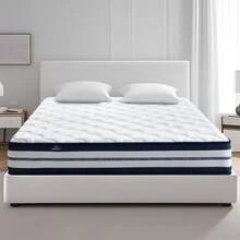 Matelas 140x200, Hauteur 26 cm, Fermeté Moyenne H3, Respirant, Antibactérien Et Anti-Acarien, Hypoallergénique - Bleu et Blanc - Voir 5