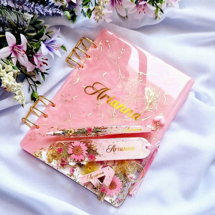 A5 A6 A7 Notebook Cover & Transparent Pen & Bookmark Resin Casting Molds Kit, Epoxy Resin Silicone Molds, DIY Crystal Handmade Stationery Craft Supplies, Hybrid Shape Pens Mould - Clear - View 1