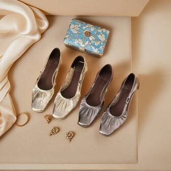 1ペア レディースプレーンカラー セクシーファッション PU レザー フリル 快適 ソフト スクエアトゥ スリッポン ハイヒールサンダル、オールシーズン、結婚式やパーティーに適しています