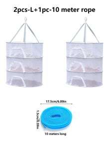 1pc/2pcs Multi Functional Drying Net, Clothes Drying Net, Household Vegetable Drying, Fish Drying, Foldable Drying Net, Layered Drying Basket,Bring A 10 Meter Drying Rope