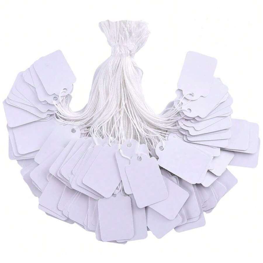 Nuevas etiquetas de precio 2025, 500 piezas con cadena adjunta, superficie blanca mate para marcar mercancía, etiquetas colgantes escribibles para preciado de regalos, joyería y ropa de 1 x 0.875 pulgadas - Superficie de diente blanco 500 piezas 1.375x 0.875 - Ver 1