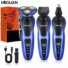 Kit eléctrico de acicalamiento multifunción 3 en 1 - Afeitadora, recortadora de nariz y rasuradora de patillas, con pantalla digital. Es conveniente para viajar y adecuado como regalo para amigos hombres. Capacidad de batería de 600 mAh