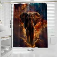 1/4pcs Star Giant Elephant Shower Curtain Set, Decoration Bathroom Set Including High Quality Shower Curtain, Non Slip Floor Mat, Toilet Cover, Bathroom Mat And 12 Plastic Hooks, Bathroom Accessories, Home Decoration Back To School