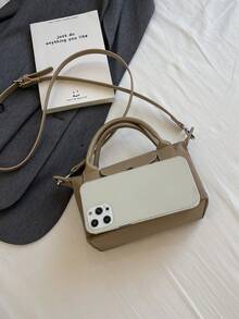 Túi xách nữ thời trang thường ngày, kiểu dáng hình bánh bao, phối màu đa năng, chất liệu nylon, thiết kế tối giản, có dây đeo vai tháo rời, phù hợp cho thanh thiếu niên, sinh viên đại học, người trẻ đi làm, văn phòng, trường học, công sở và đi lại. - Màu Khaki - Xem 6