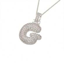 1pc Fashionable Gold A-Z 26 Bubble Letter Pendant Necklace, Suitable For Men & Women Daily Wear