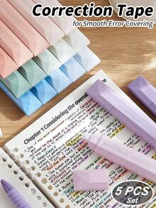 美学修正带 5 件，用于平滑错误覆盖，学校考试和办公文件学校用品，返校