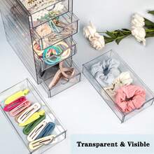 Acrylic 6 Drawers Storage Organizer Hair Accessories Stackable Containers Box Cosmetics Jewelry Stationery Storage Organization Drawers Set (6 Drawers) - 6 Drawers - View 4