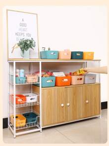 Caja de almacenamiento/organizador de escritorio rectangular de talla grande para oficina, sala de estar, cocina, maquillaje y artículos varios - Multicolor - Ver 5