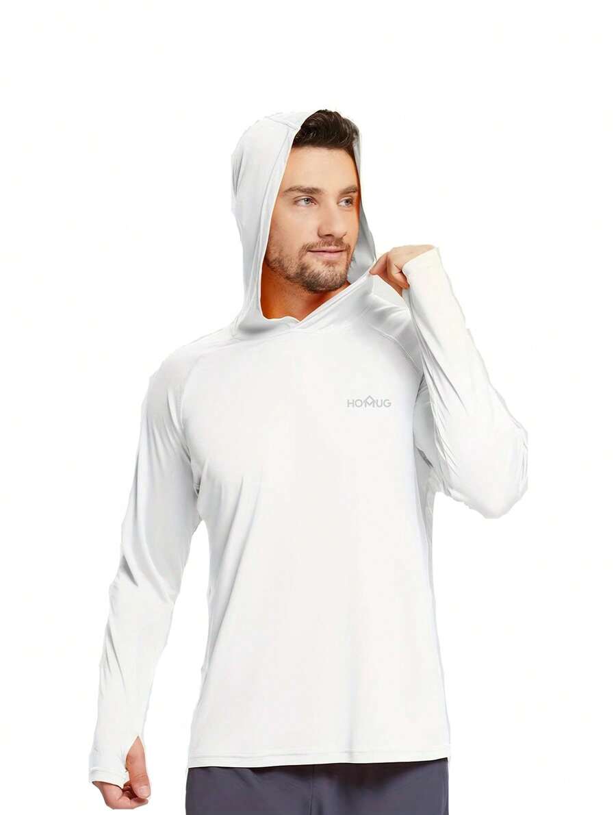 Men's UPF 50+ Sun Protection Lightweight Hoodie Performance Long Sleeve SPF UV Shirt For Fishing Running - trắng - Xem 1