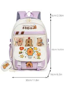 Capybara Backpack For Primary/Secondary School Students - Large Capacity, Lightweight, Versatile & Fashion Design, With A Bonus Coin Purse