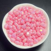 Yiwu Qiyou Accessories Co., LTD 9毫米 220/110颗粉色AB彩心形亚克力珠，可用于DIY首饰装饰、手工工艺首饰制作材料 - 粉色 - 查看 3