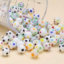 10 peças de contas redondas de vidro com bolinhas decoradas em cores doces para fazer joias, pulseira, colar, corrente de telefone, suprimentos para artesanato