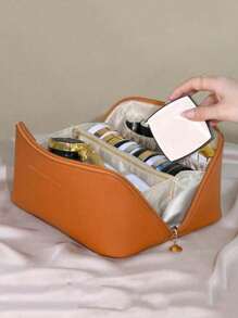 1 pièce Trousse de toilette de voyage d'été, sac de maquillage imperméable multifonctionnel, sac de rangement de cosmétiques portable, sac à main de grande capacité. Convient pour les sorties de vacances, les voyages d'affaires, les fêtes, les excursions à la plage, les dortoirs universitaires, les cadeaux pour maman et la petite amie lors du retour à l'école.