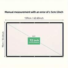 1PC 220/156/132cm Projector Screen - Portable, HD, 4K Ultra-Thin Projection Screen For Home Theater, Office, Outdoor Movies - Easy Setup, Wrinkle-Resistant, Durable Material -Best For Indoor/Outdoor Use