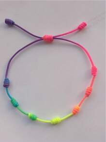 1 Peça Pulseira Tornozelo Ajustável de 7 Nós Colorida, Amuleto da Sorte para Mulheres