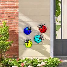 4pcs Metal Ladybug Garden Decor, Vibrant Home Accents Suitable For Indoor And Outdoor Spaces, Yard Art, Living Room, Nursery Decoration, Insect Outdoor Crafts, Wall Decor, Festival Decoration, Home Decoration, Office Decoration, Yard Decoration, Theme Party Supplies