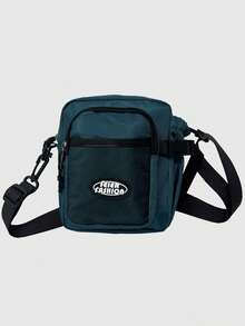 1 件男士单肩包单肩包肩带可调节拉链便携黑色纯色涤纶简约休闲时尚旅行上班出差商务学校学生男士单肩包