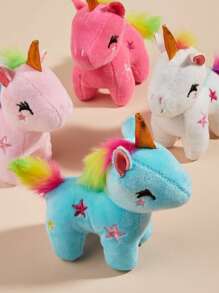 1 pièce Mignon Poupée en peluche de compagnon animal de dessin animé à motif licorne, douce et sûre, poupée non mâchable (couleur aléatoire)