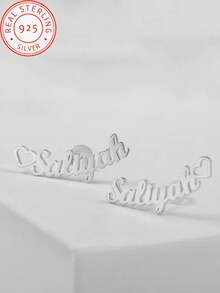 925 Silver Customized Heart Earrings. Personalized Jewelry Gifts For Mother's Day, Valentine's Day, Christmas, Birthdays And Anniversaries - Elegant Minimalist Design!