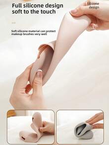 1pc (Random Color) Silicone Makeup Organizer Bag, Dust-Proof Makeup Brush Holder Case, Travel Cosmetic Pouch - Multicolor - View 10