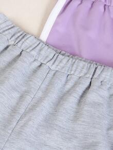 3件套女童休闲运动风字母印花下摆短裤，夏季