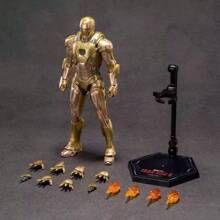 Hasbro 1:10 Scale 7-Inch Golden Iron Man MK21 Collectible Action Figure With Detachable Accessories, Display Base & Premium Gift Box - Movie Replica