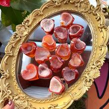 1pc Natural Crystal Healthy Energy Stone Red Agate Geode Heart Carving Decorative Agate Display Stone - Agate Geode Heart - View 5