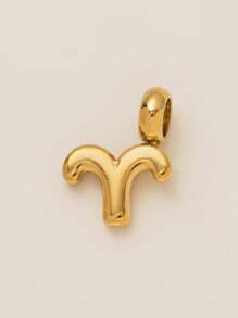 1pc不锈钢复古时尚博主小巧精致十二生肖项链吊坠，适合DIY创意项链、手链、耳环、包链、钥匙扣，镀18K金，防水防汗，适合日常使用，是送给老婆、妈妈、闺蜜的创意吊坠 - 金色 - 查看 15