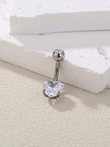 Tkool 1 Stück Edelstahl Bauchnabelpiercing Ring in Herzform, Bauchnabelschmuck für Frauen